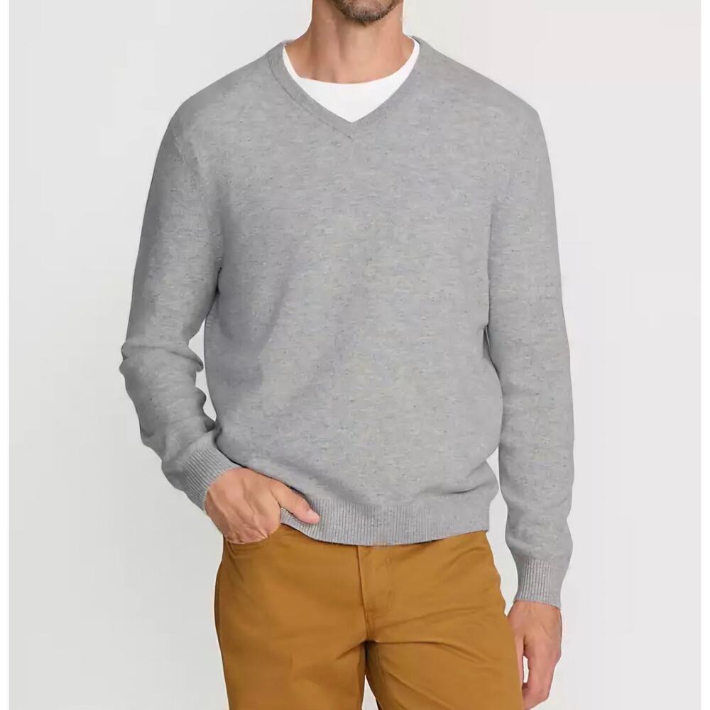 Lands end grey‎ v-neck cashmere sweater mens
